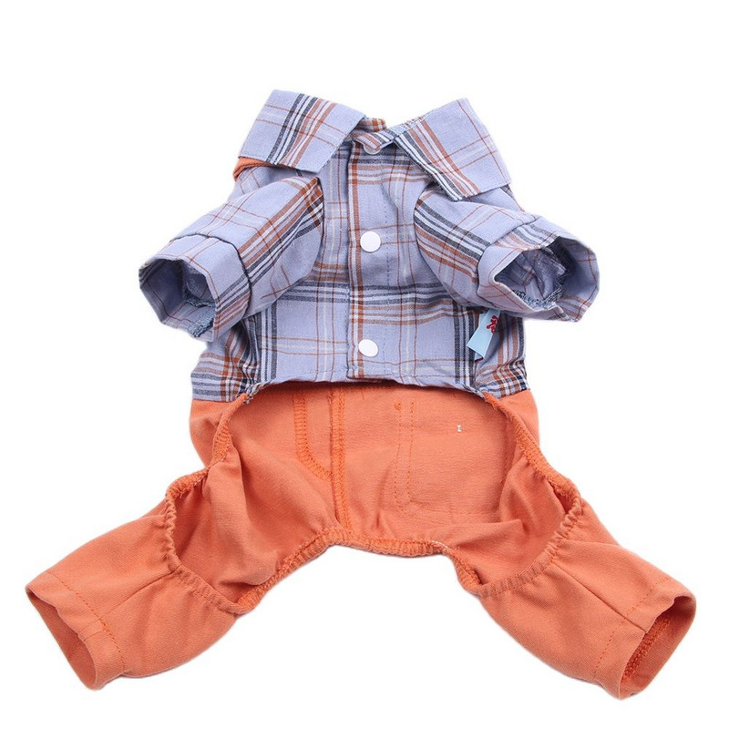 Uus koerte kassi kombinesoon, ruuduline särk Lemmiklooma kutsikapüksid kevad-/suvised riided, rõivad 5 suurust 2 värvi