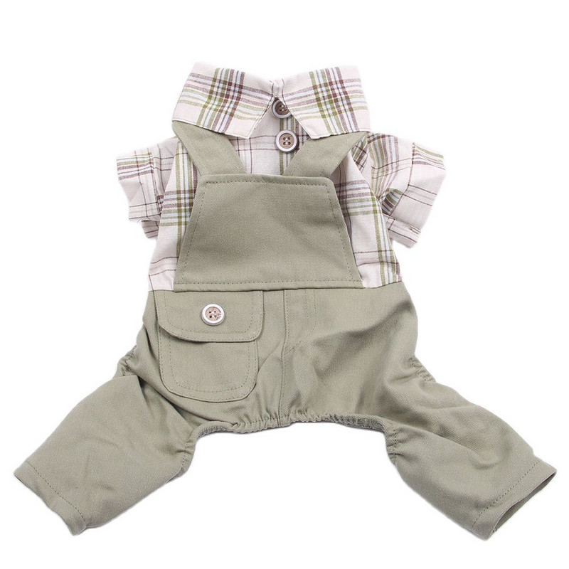 Uus koerte kassi kombinesoon, ruuduline särk Lemmiklooma kutsikapüksid kevad-/suvised riided, rõivad 5 suurust 2 värvi