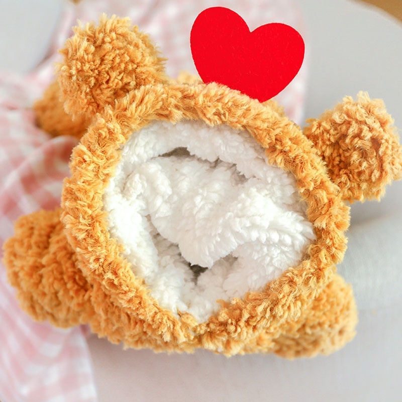 Paksud kassiriided Koerte püksid, talvised südamemustriga soe fliisist kapuutsiga koerte mantel väikesele keskmisele koerale chihuahua