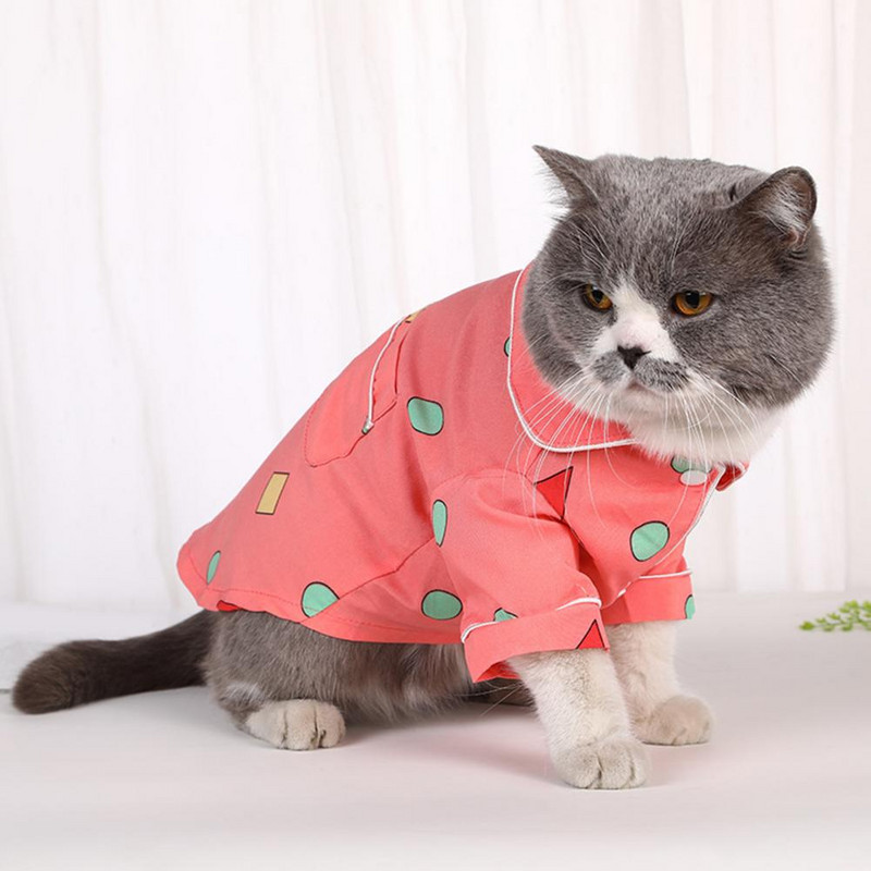 Mačací kostým, roztomilý psí ležérny odev, letný ležérny odev pre domáce zvieratá s dvoma nohami