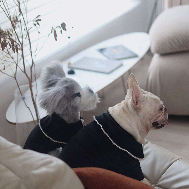 Cămăși solide Îmbrăcăminte pentru câini pentru animale de companie Moale pentru câini haine pisici mici drăguț subțire primăvară vară negru modă băiat Yorkshire accesorii