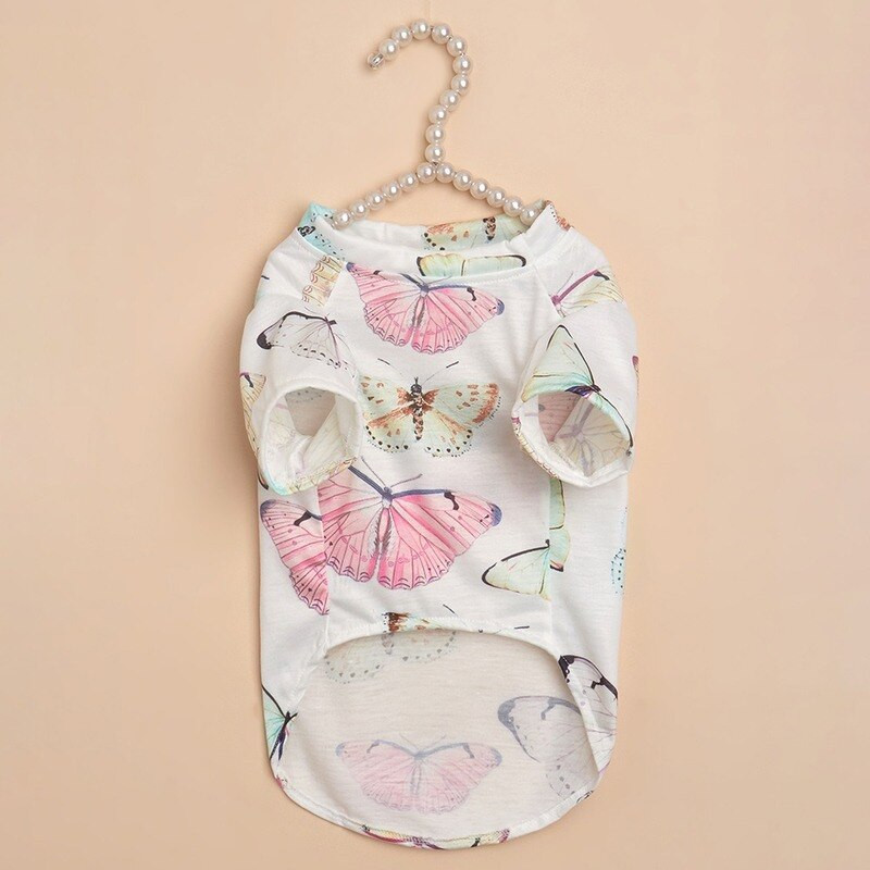 Oblečenie pre domáce zvieratá, tričká s motýľovou potlačou pre psov, oblečenie pre mačky, malé, roztomilé, tenké, jarné, letné, módne, chlapčenské a dievčenské, produkty pre domáce zvieratá 2022