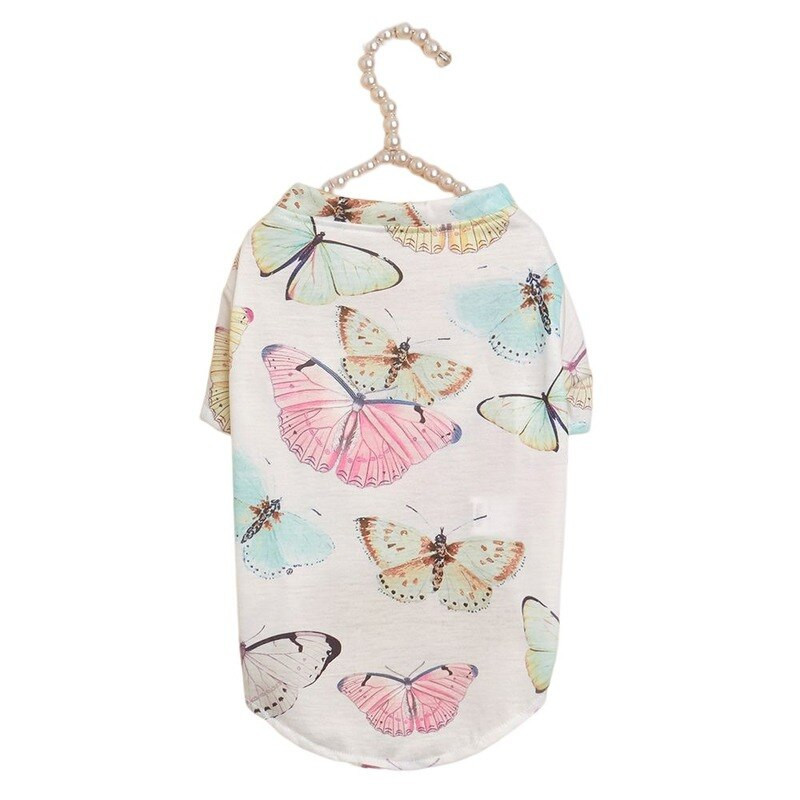 Oblečenie pre domáce zvieratá, tričká s motýľovou potlačou pre psov, oblečenie pre mačky, malé, roztomilé, tenké, jarné, letné, módne, chlapčenské a dievčenské, produkty pre domáce zvieratá 2022