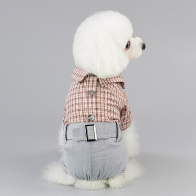 Πουκάμισο σκύλου Άνοιξη Καλοκαίρι Casual καρό παντελόνι με τετράποδα Pomeranian Bichon Yorkshire Chihuahua Bulldog Teddy Husky Ρούχα για σκύλους για γάτες