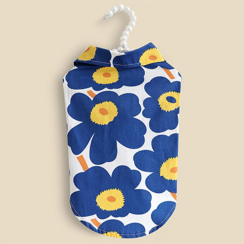 Cămașă pentru câine pentru animale de companie, imprimare cu flori, guler răsturnat, îmbrăcăminte, bluză pentru câine, respirabilă, costum pentru îmbrăcăminte pentru pisici de Crăciun