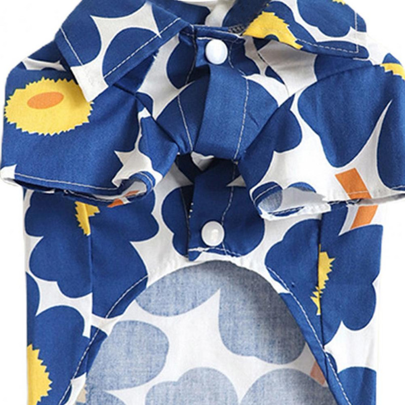 Cămașă pentru câine pentru animale de companie, imprimare cu flori, guler răsturnat, îmbrăcăminte, bluză pentru câine, respirabilă, costum pentru îmbrăcăminte pentru pisici de Crăciun