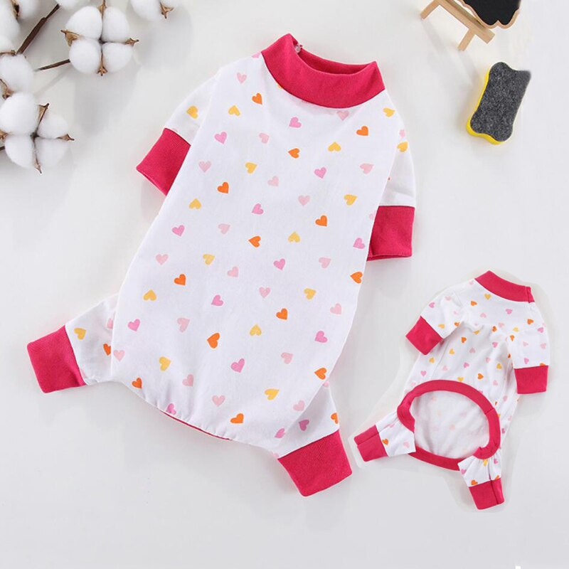 Pijamale din bumbac moale pentru câini pentru cățeluș Onesie drăguță cu desene animate cu design imprimat Haina pentru câini pentru câini de talie mică, băiat, primăvară, vară, salopetă Yorkie pentru animale de companie