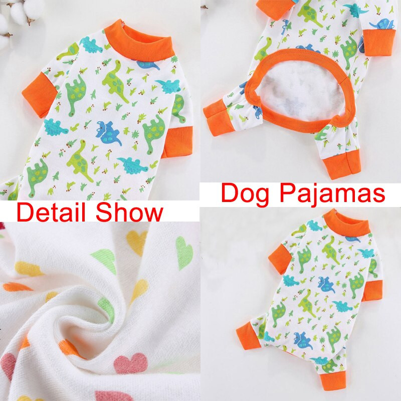 Pijamale din bumbac moale pentru câini pentru cățeluș Onesie drăguță cu desene animate cu design imprimat Haina pentru câini pentru câini de talie mică, băiat, primăvară, vară, salopetă Yorkie pentru animale de companie