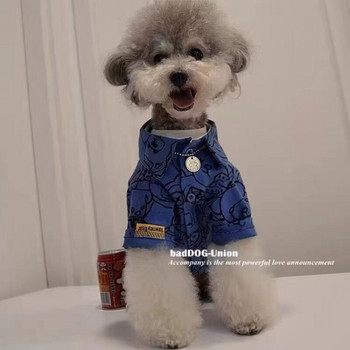 Πουκάμισα Klein Blue Bear Ρούχα για σκύλους Μόδα κουταβιών Μικρά σκυλιά Ρούχα για γάτα Άνοιξη φθινόπωρο Kawaii Στολή για αρκουδάκια Χαριτωμένα προϊόντα για κατοικίδια