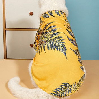 Дрехи за кучета с жълти кленови листа Риза с печат Дрехи за домашни любимци Модни ежедневни меки малки кучета Модни пролет лято Йоркшир на едро