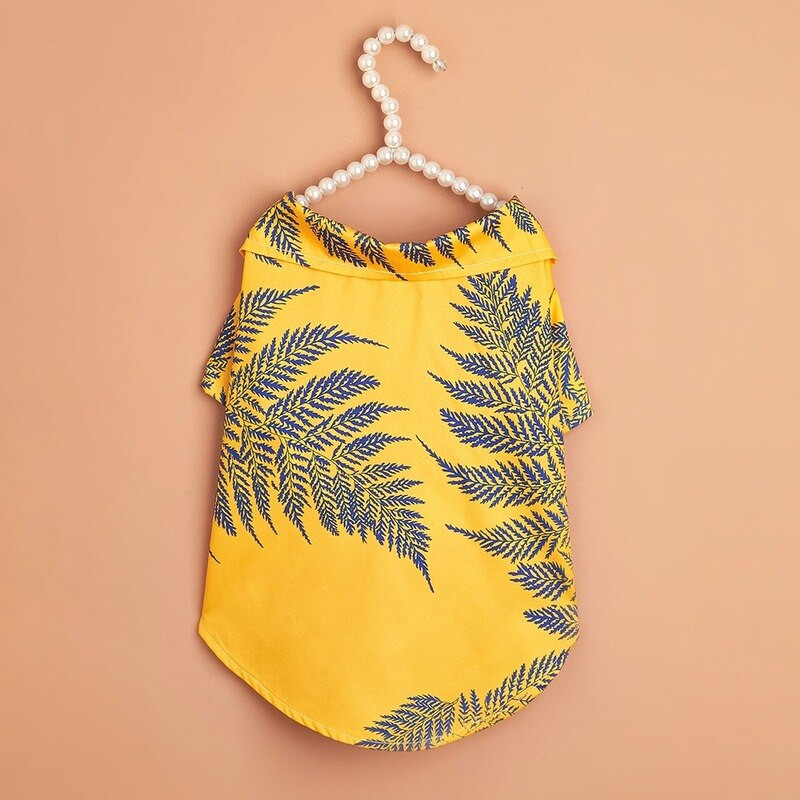 Haine pentru câini galben Maple Leaf Cămașă cu imprimeu Îmbrăcăminte pentru animale de companie Moda Casual Moale Câini mici La modă Primăvara Vară Yorkshire En-gros