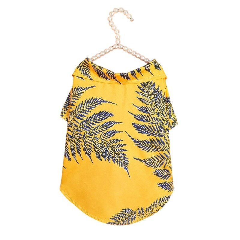 Haine pentru câini galben Maple Leaf Cămașă cu imprimeu Îmbrăcăminte pentru animale de companie Moda Casual Moale Câini mici La modă Primăvara Vară Yorkshire En-gros