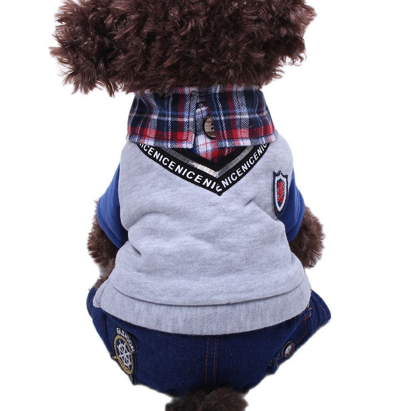 Ολόσωμη φόρμα για σκύλος γάτα Καρό Pet PuppyHoodie Παλτό Μπουφάν Ανοιξιάτικη/Φθινοπωρινή Ένδυση2 Χρώματα 6 μεγέθη