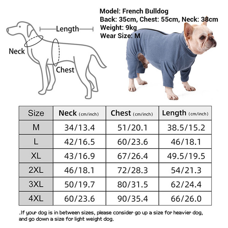 Šilta žieminė pižama vidutinio dydžio šunims Lankstus minkštas šunų chirurginis atstatymo kombinezonas, neleidžiantis nusimesti augintiniui