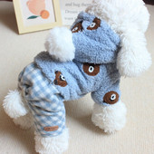 2022. aasta sügise ja talve uusimad lemmikloomariided kutsikate riided, soojad puuvillased polsterdatud villakaru trükkimine, nelja jalaga kombinesoonid koertele