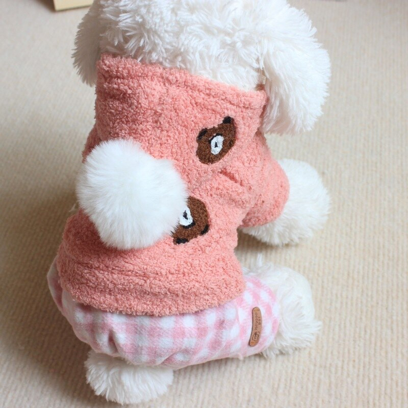 2022. aasta sügise ja talve uusimad lemmikloomariided kutsikate riided, soojad puuvillased polsterdatud villakaru trükkimine, nelja jalaga kombinesoonid koertele