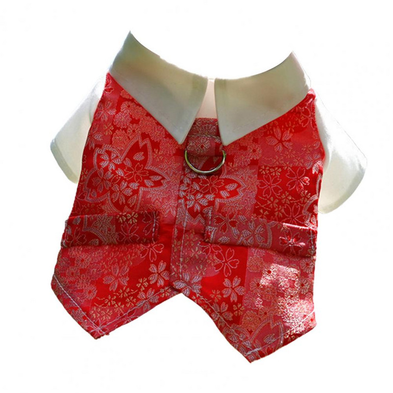 Costum pentru animale de companie Haine pentru căței Respirabil ușor de purtat Pânză Design delicat cu butoane Articole multicolore pentru animale de companie