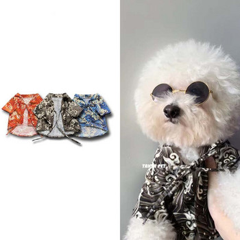Σχέδιο πουκάμισου σκύλου σε ιαπωνικό στυλ Pet Kimono Wave Ρούχα σκύλου για κουτάβι Ζακέτα Γαλλικό μπουλντόγκ Bichon Chihuahua Doberman