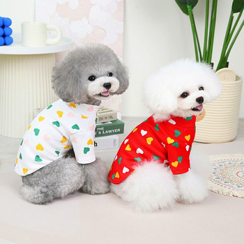 Φθινοπωρινό χειμωνιάτικο πουκάμισο σκυλιών Ζεστό φλις επένδυση για κουτάβι πουλόβερ μπλουζάκι Ολόσωμο με τύπωμα καρδιά Ενδύματα σκυλιών για μικρά σκυλιά