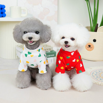 Φθινοπωρινό χειμωνιάτικο πουκάμισο σκυλιών Ζεστό φλις επένδυση για κουτάβι πουλόβερ μπλουζάκι Ολόσωμο με τύπωμα καρδιά Ενδύματα σκυλιών για μικρά σκυλιά