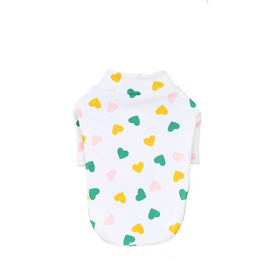 Jesenné a zimné tričko pre psov, teplé flísové tričko s potlačou srdca, pulóver pre šteniatka, celotelové oblečenie pre psov s malými psíkmi