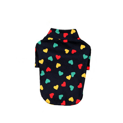 Jesenné a zimné tričko pre psov, teplé flísové tričko s potlačou srdca, pulóver pre šteniatka, celotelové oblečenie pre psov s malými psíkmi