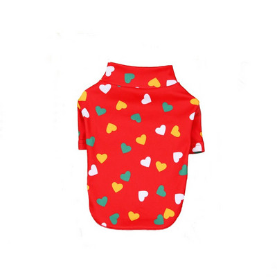 Jesenné a zimné tričko pre psov, teplé flísové tričko s potlačou srdca, pulóver pre šteniatka, celotelové oblečenie pre psov s malými psíkmi