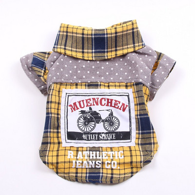 Cămașă pentru animale de companie în carouri Bicicletă în carouri 100% bumbac Cămăși pentru cățeluși Haine de primăvară/vară Îmbrăcăminte