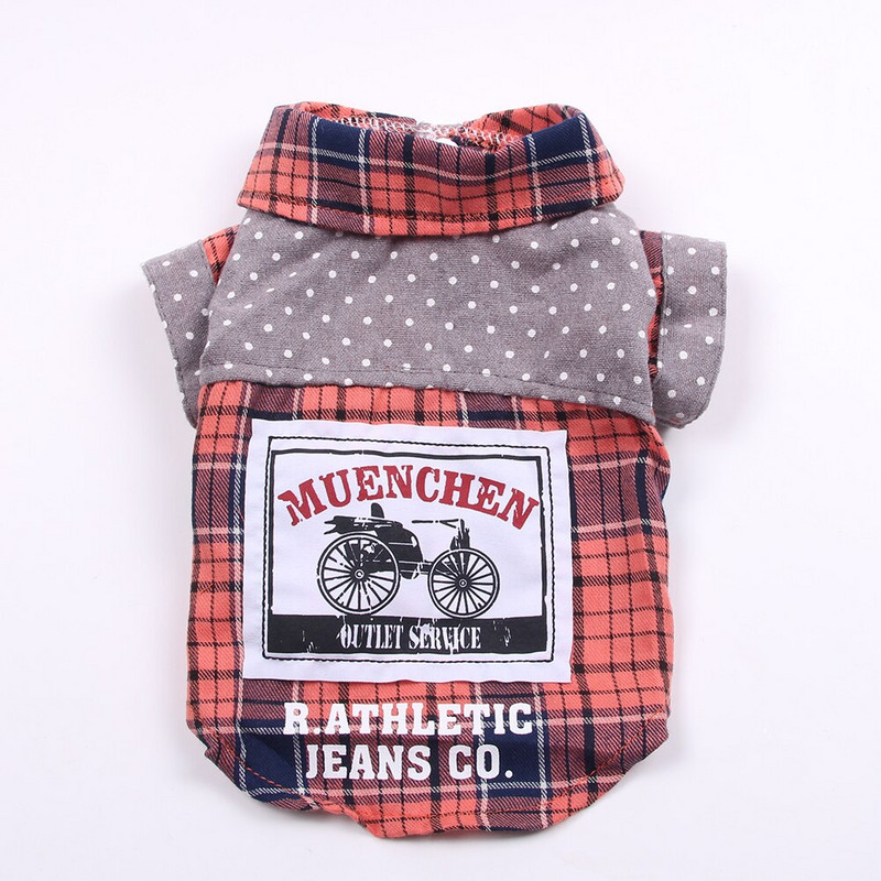 Cămașă pentru animale de companie în carouri Bicicletă în carouri 100% bumbac Cămăși pentru cățeluși Haine de primăvară/vară Îmbrăcăminte