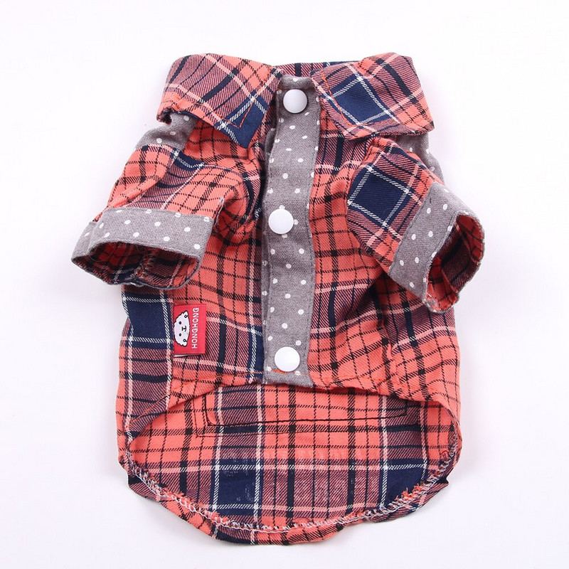 Cămașă pentru animale de companie în carouri Bicicletă în carouri 100% bumbac Cămăși pentru cățeluși Haine de primăvară/vară Îmbrăcăminte