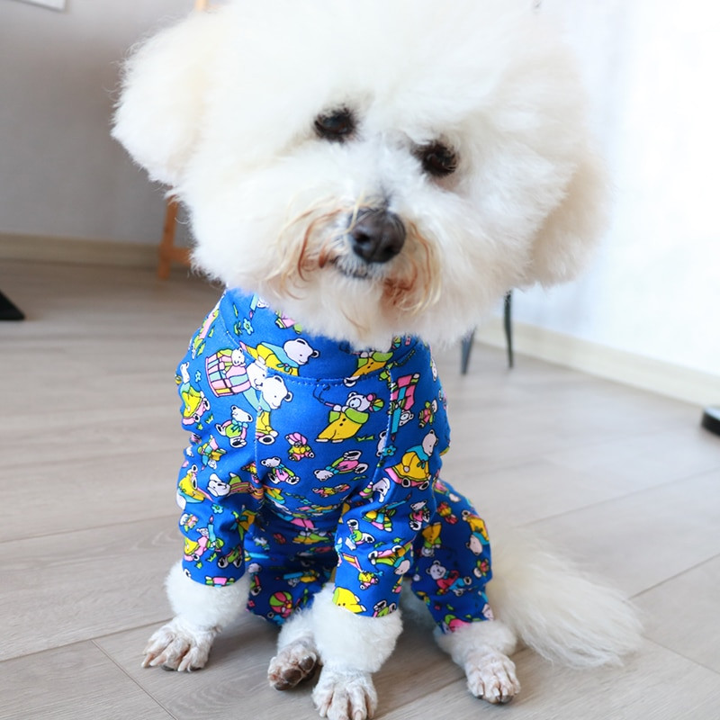Kombinezon za pse za kućne ljubimce Odjeća za štence Tanki otisnuti kombinezoni od 100% pamuka Štiti trbuh Pidžama za male pse Trenerka s čivavom pudlom