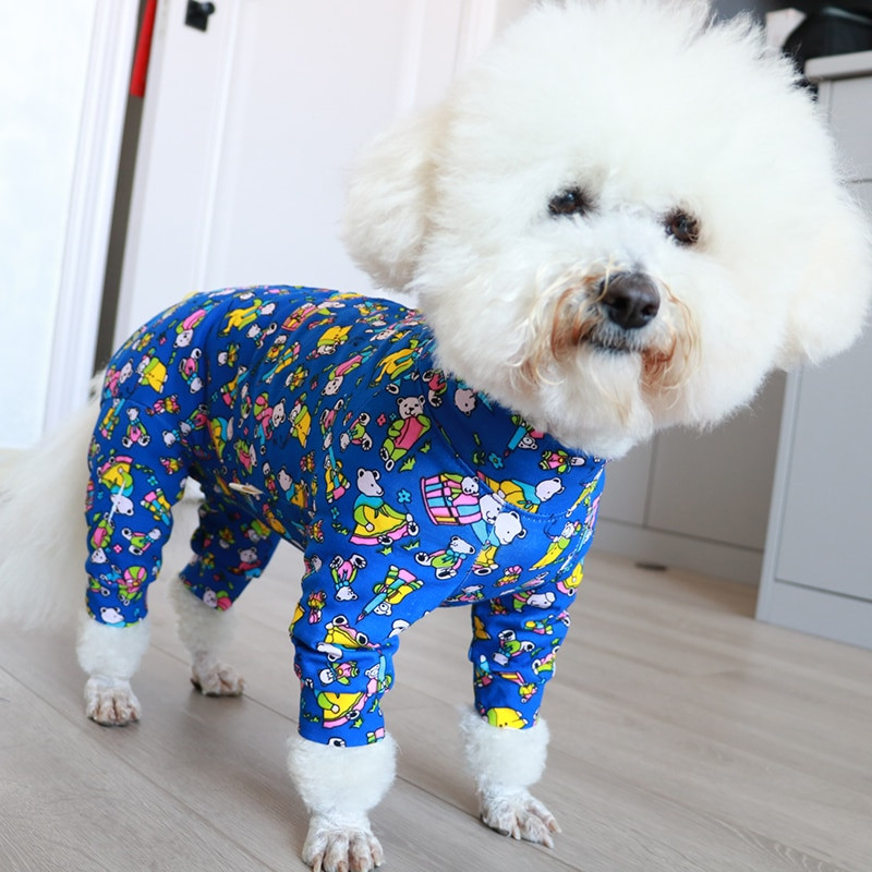 Kombinezon za pse za kućne ljubimce Odjeća za štence Tanki otisnuti kombinezoni od 100% pamuka Štiti trbuh Pidžama za male pse Trenerka s čivavom pudlom