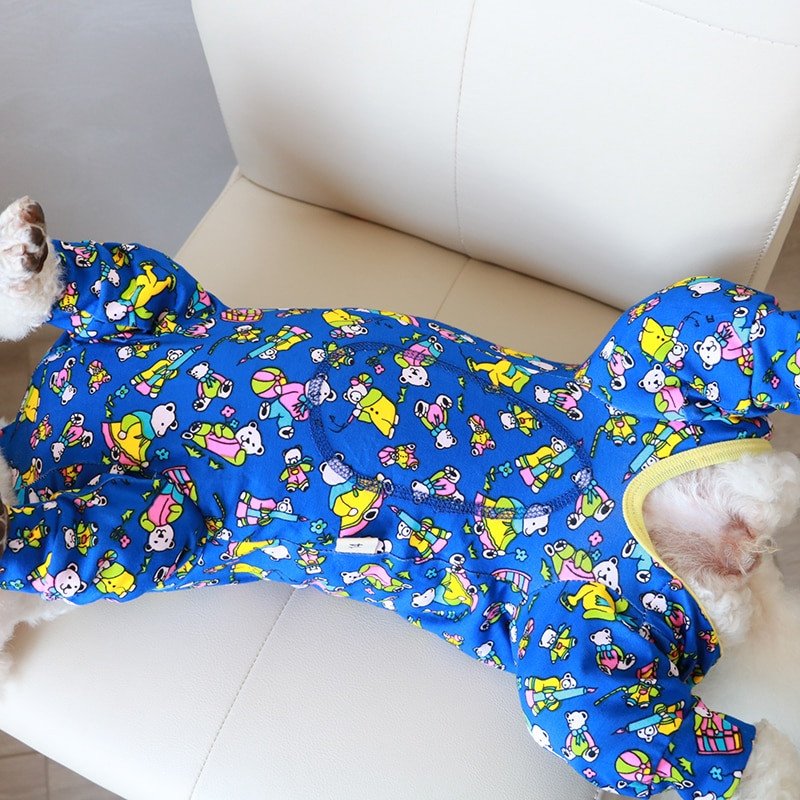 Kombinezon za pse za kućne ljubimce Odjeća za štence Tanki otisnuti kombinezoni od 100% pamuka Štiti trbuh Pidžama za male pse Trenerka s čivavom pudlom