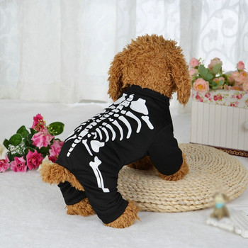 Зимни топли дрехи за кучета Скелет отпечатан домашен любимец Хелоуин Косплей костюми за чихуахуа Френски булдог Домашни любимци Четирикраки тоалети
