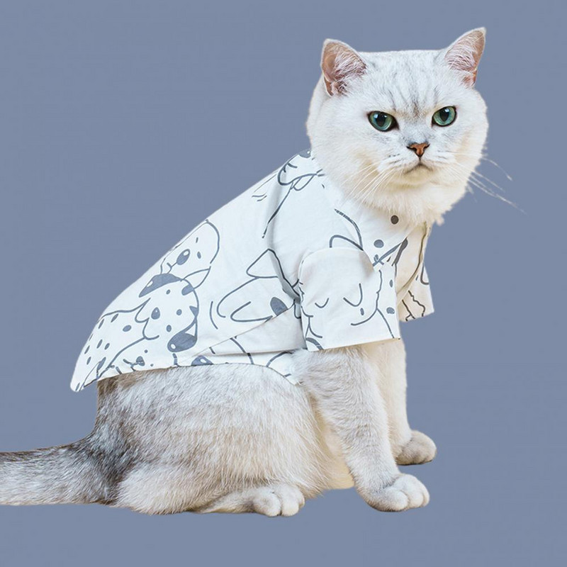 Liibuv kutsikasärk Valge lemmikloomade T-särk Armas nahasõbralik Turndown kraega koerakostüümi T-särk