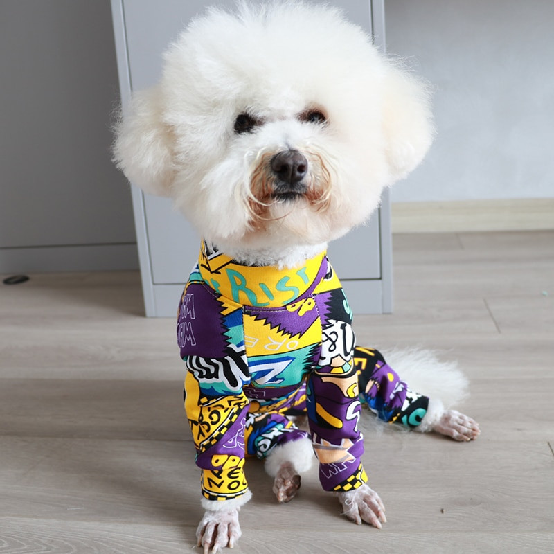 Lemmiklooma koerte kombinesoon 100% puuvillane kutsikate riietus, kaitseb kõhtu pidžaama õhukese trükiga kombinesoon väikestele koertele Chihuahua puudli dressipluus