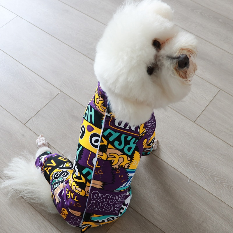 Lemmiklooma koerte kombinesoon 100% puuvillane kutsikate riietus, kaitseb kõhtu pidžaama õhukese trükiga kombinesoon väikestele koertele Chihuahua puudli dressipluus