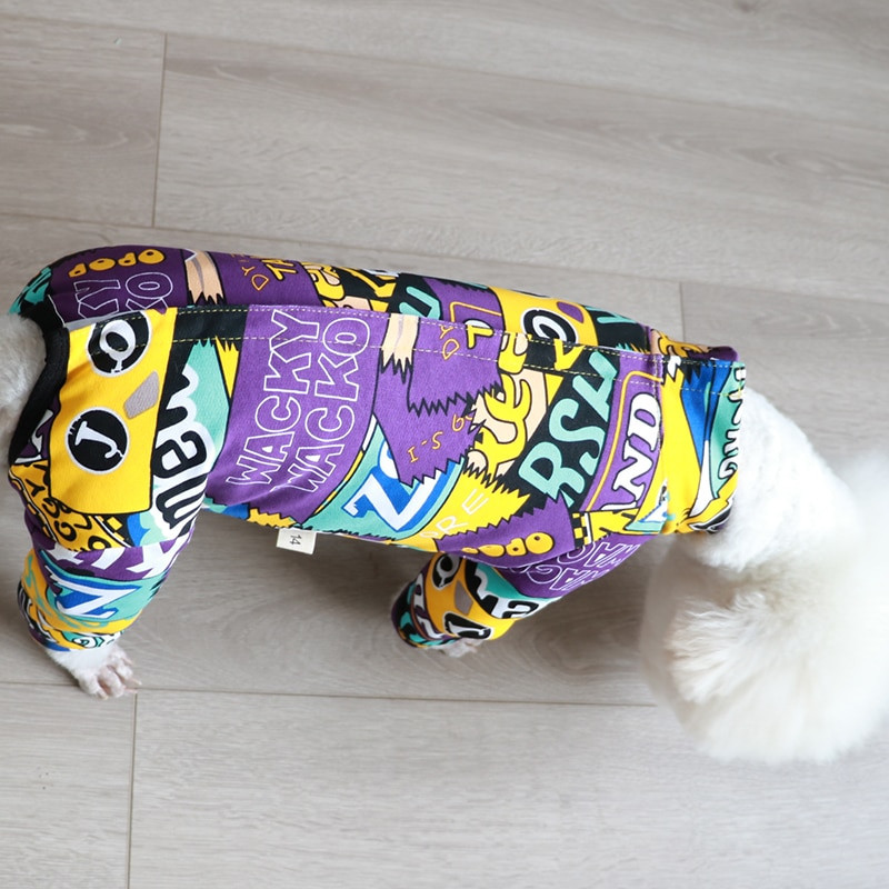 Lemmiklooma koerte kombinesoon 100% puuvillane kutsikate riietus, kaitseb kõhtu pidžaama õhukese trükiga kombinesoon väikestele koertele Chihuahua puudli dressipluus