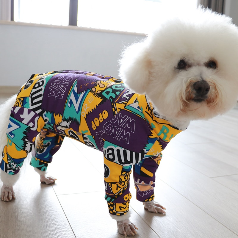 Lemmiklooma koerte kombinesoon 100% puuvillane kutsikate riietus, kaitseb kõhtu pidžaama õhukese trükiga kombinesoon väikestele koertele Chihuahua puudli dressipluus