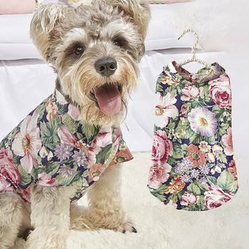 Μπλουζάκι για κατοικίδια Κομψό βαμβακερό που δεν συρρικνώνεται Διαφανές λουλουδάτο τύπωμα στολή σκύλου Προμήθειες για κατοικίδια Ρούχα για κατοικίδια Ρούχα για κατοικίδια