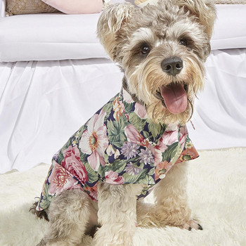 Μπλουζάκι για κατοικίδια Κομψό βαμβακερό που δεν συρρικνώνεται Διαφανές λουλουδάτο τύπωμα στολή σκύλου Προμήθειες για κατοικίδια Ρούχα για κατοικίδια Ρούχα για κατοικίδια