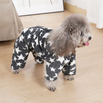 Поларено кучешко палто за малки кучета Ветроустойчив топъл гащеризон за домашни любимци с цип Зимно облекло за кученце Напълно покрито коремче за момче/момиче куче