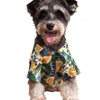 Устойчива на износване лека лятна блуза с щампа с хавайски плодове и куче котка за открито