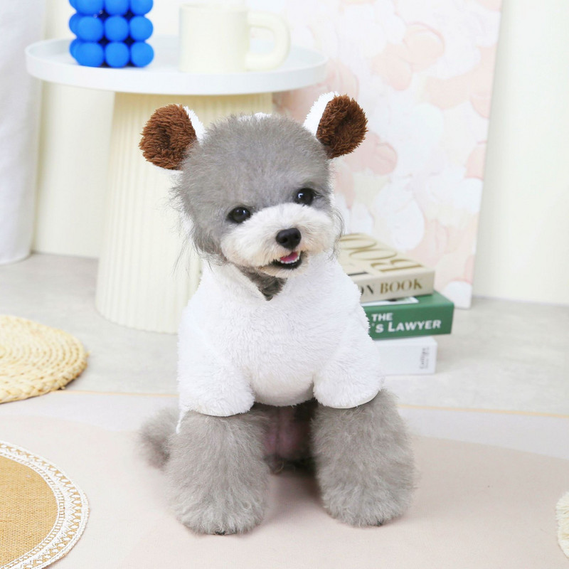 Haine pentru animale de companie, toamnă iarnă, salopetă de pluș, hanorac pentru câini mici, drăguț, pulover cald, costum de urs, cățeluș, pulover din catifea, chihuahua, pudel