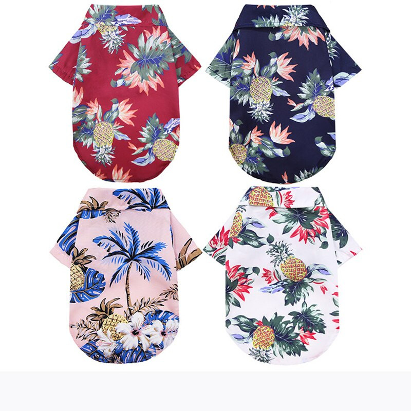 Letné oblečenie pre psov, plážové tričko, vesta, oblečenie pre domáce zvieratá, kvetinové tričko s krátkym rukávom, havajské tričko pre malé a veľké mačky, psov, čivavy