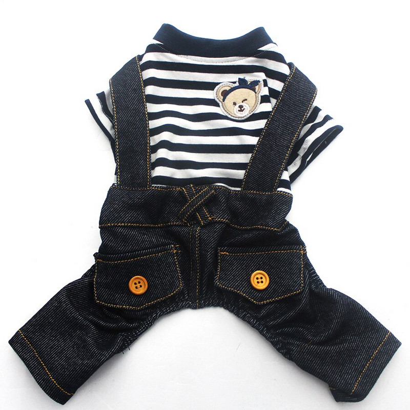 Salopetă cu dungi Câine Pisică Cămăși Pantaloni Design urs Pisică Cățeluș Salopete Jachetă Ținute de primăvară/vară Haine 5 mărimi 2 culori