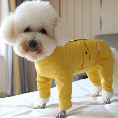 Overal pre domáce zvieratá, tenký, čistý bavlnený, šteniatko, oblečenie, chráni brucho, jednofarebné overaly pre malé psy, pyžamo, čivava, pudel