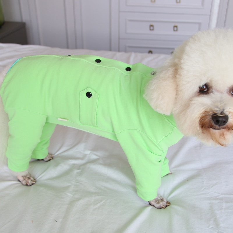 Overal pre domáce zvieratá, tenký, čistý bavlnený, šteniatko, oblečenie, chráni brucho, jednofarebné overaly pre malé psy, pyžamo, čivava, pudel