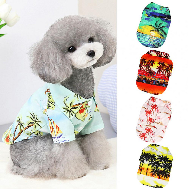 Psí outfit Módny kvetinový potlačený šteňací kabát Viacfarebné tričko pre psa