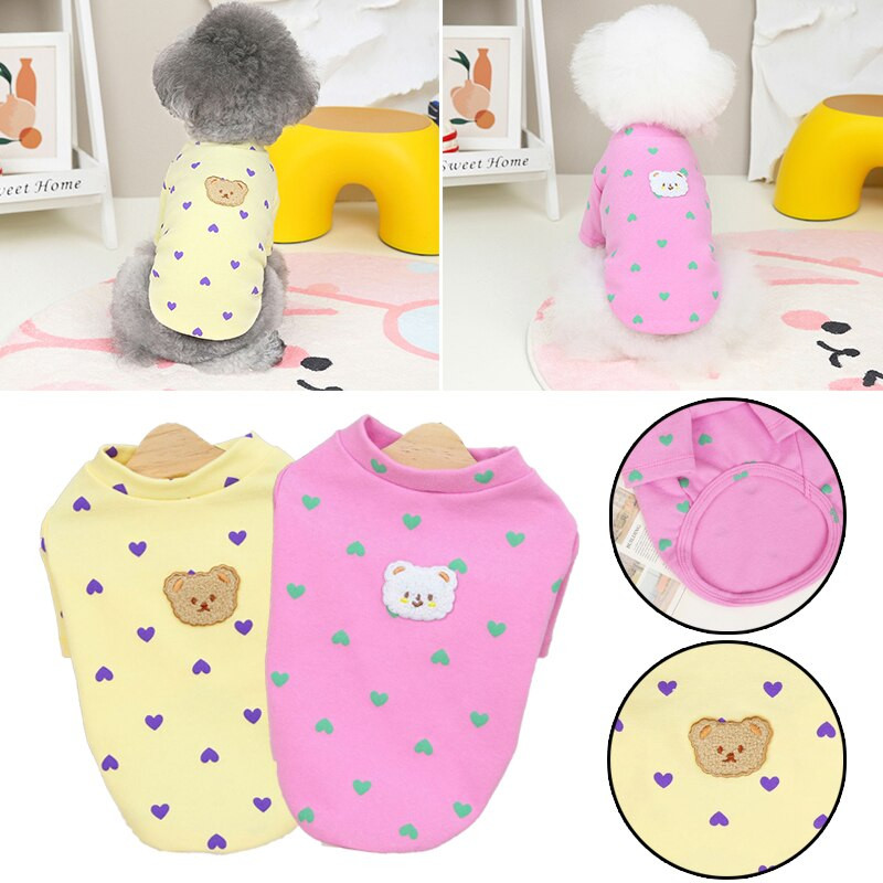 Oblečenie pre domáce zvieratá s potlačou medvedíkov a láskou, oblečenie pre šteniatka, francúzsky buldoček, mops, kostýmy, mikina, malé psy, čivava, pudel